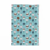 Little hot air balloon breezy sky dreams nursery blue rust copper