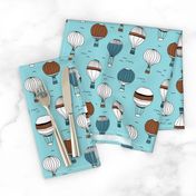 Little hot air balloon breezy sky dreams nursery blue rust copper