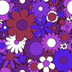 Funky Daisy Floral in Psychedelic Purple