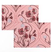 Art Nouveau Poppies in Pink