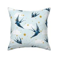 4 inch swallow bird in stars and clouds