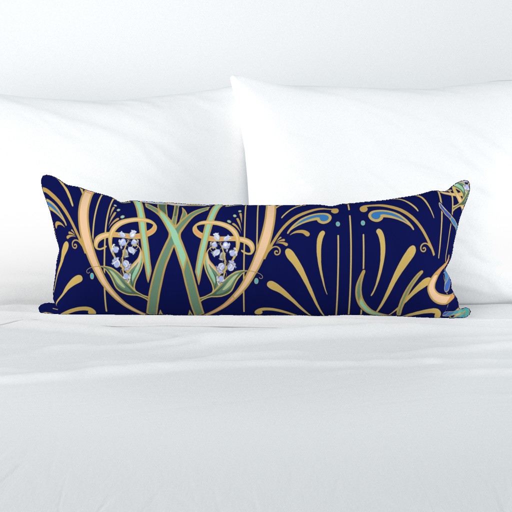 Art Nouveau Dragonflies Wallpaper | Navy