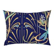 Art Nouveau Dragonflies Wallpaper | Navy