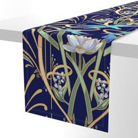 Art Nouveau Dragonflies Wallpaper | Navy