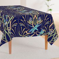 Art Nouveau Dragonflies Wallpaper | Navy