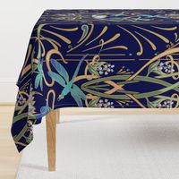 Art Nouveau Dragonflies Wallpaper | Navy