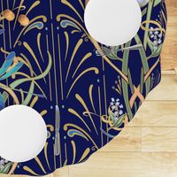 Art Nouveau Dragonflies Wallpaper | Navy