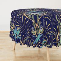 Art Nouveau Dragonflies Wallpaper | Navy