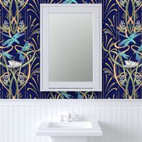 Art Nouveau Dragonflies Wallpaper | Navy