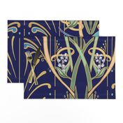 Art Nouveau Dragonflies Wallpaper | Navy