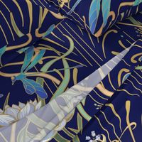 Art Nouveau Dragonflies Wallpaper | Navy