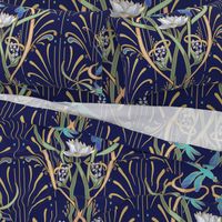 Art Nouveau Dragonflies Wallpaper | Navy