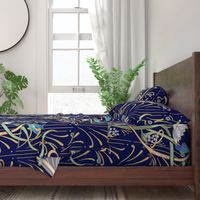 Art Nouveau Dragonflies Wallpaper | Navy