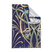 Art Nouveau Dragonflies Wallpaper | Navy