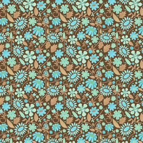 Buttonflowers Browns Turquoise