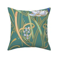 Art Nouveau Dragonflies | Med Cool Green