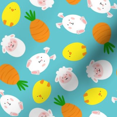 Easter eggs - Cute Eggs - Lamb, Carrot, Bunny, Chick - Blue - LAD20