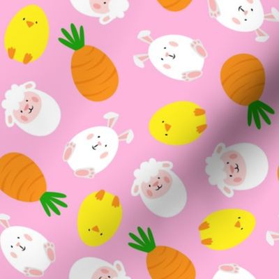 Easter eggs - Cute Eggs - Lamb, Carrot, Bunny, Chick - Pink - LAD20