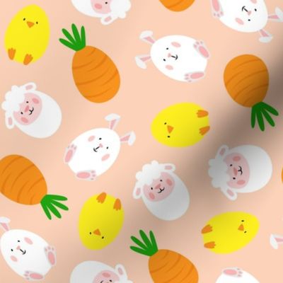 Easter eggs - Cute Eggs - Lamb, Carrot, Bunny, Chick - Peach - LAD20