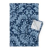 Large Scale Acanthus Damask in Blues