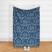 Large Scale Acanthus Damask in Blues