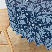 Large Scale Acanthus Damask in Blues