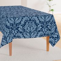 Large Scale Acanthus Damask in Blues