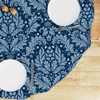 Large Scale Acanthus Damask in Blues