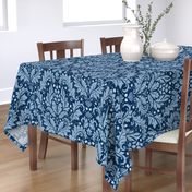 Large Scale Acanthus Damask in Blues