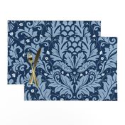 Large Scale Acanthus Damask in Blues