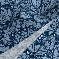 Large Scale Acanthus Damask in Blues