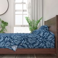 Large Scale Acanthus Damask in Blues