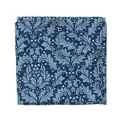 Large Scale Acanthus Damask in Blues