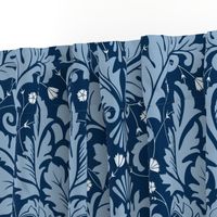 Large Scale Acanthus Damask in Blues