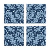 Large Scale Acanthus Damask in Blues