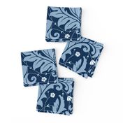 Large Scale Acanthus Damask in Blues