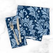 Large Scale Acanthus Damask in Blues