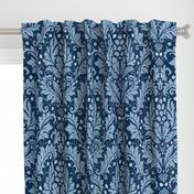 Large Scale Acanthus Damask in Blues