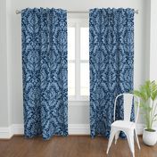 Large Scale Acanthus Damask in Blues