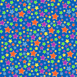 Colourful stars, blue background