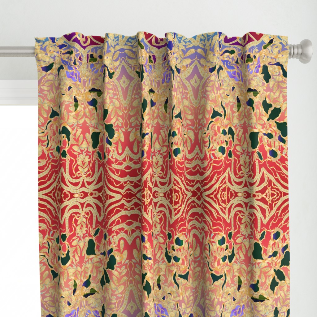 Red Pink Turquoise Purple Gold Art Nouveau