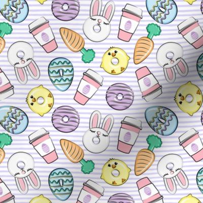 (small scale) Easter Donuts and Coffee - purple stripes - spring - bunny donuts - LAD20