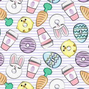 (small scale) Easter Donuts and Coffee - purple stripes - spring - bunny donuts - LAD20