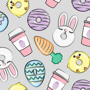 Easter Donuts and Coffee - grey - spring - bunny donuts - LAD20