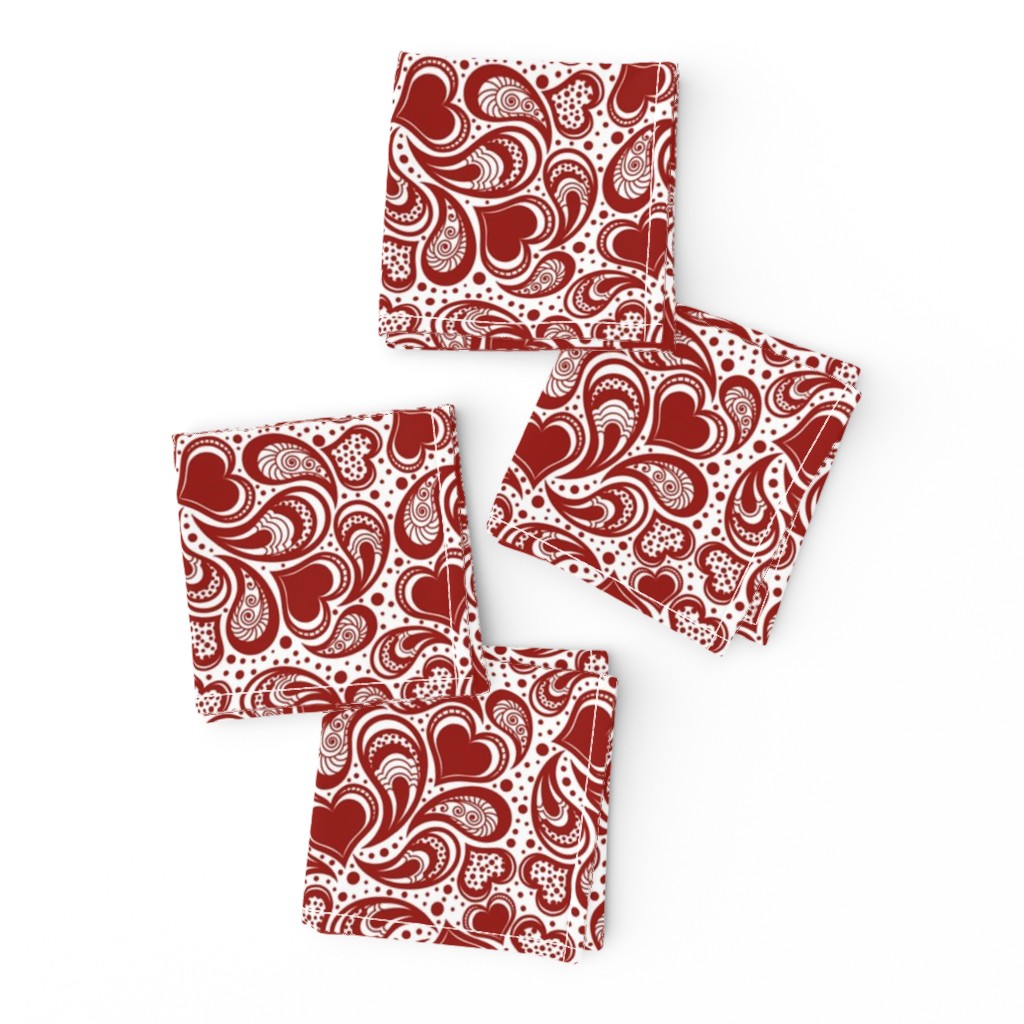 Paisley Red Hearts