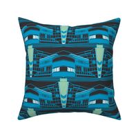 Art Deco Rivoli Repeat -  Blue-Dark-ch