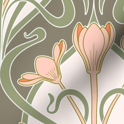 Crocus Art Nouveau_Olive-Sage-Salmon