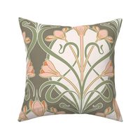 Crocus Art Nouveau_Olive-Sage-Salmon