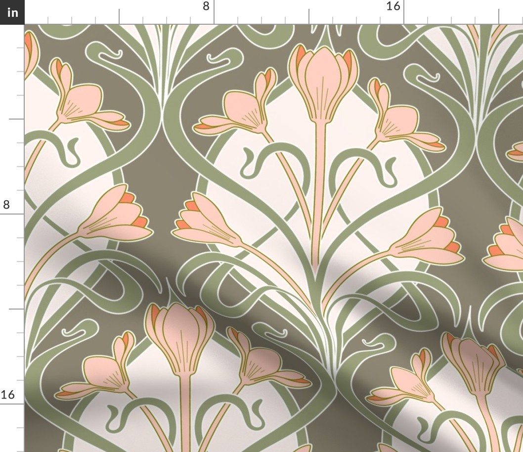 Crocus Art Nouveau_Olive-Sage-Salmon