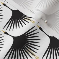 Art Deco Swans - Black on White - 12" Wallpaper Wingspan